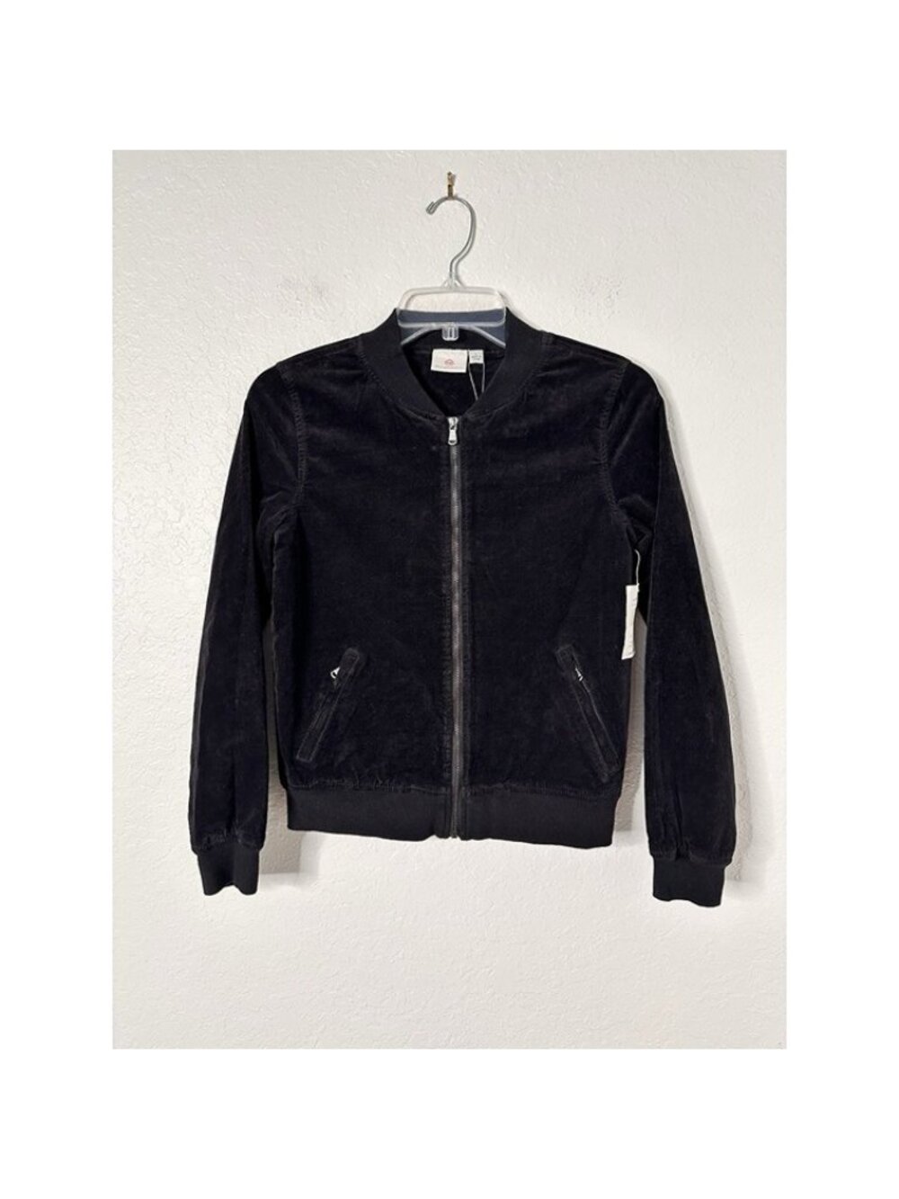 AG Adriano Goldschmied Kids Bomber Stretch Full Zip Lined Jacket Black Sz L NWT